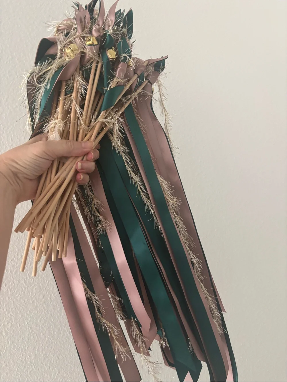 CUSTOM 50 Satin Ribbon Wands Wooden Sticks - DIY Party Favor Set Final Sale